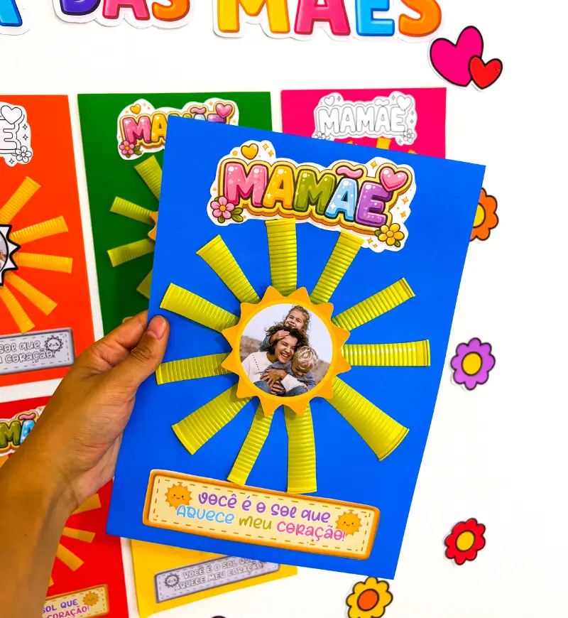 Atividade Dia das Mães: Mamãe Meu Sol para Educação Infantil — amostra 5: Transforme a foto da mamãe em uma criação com…