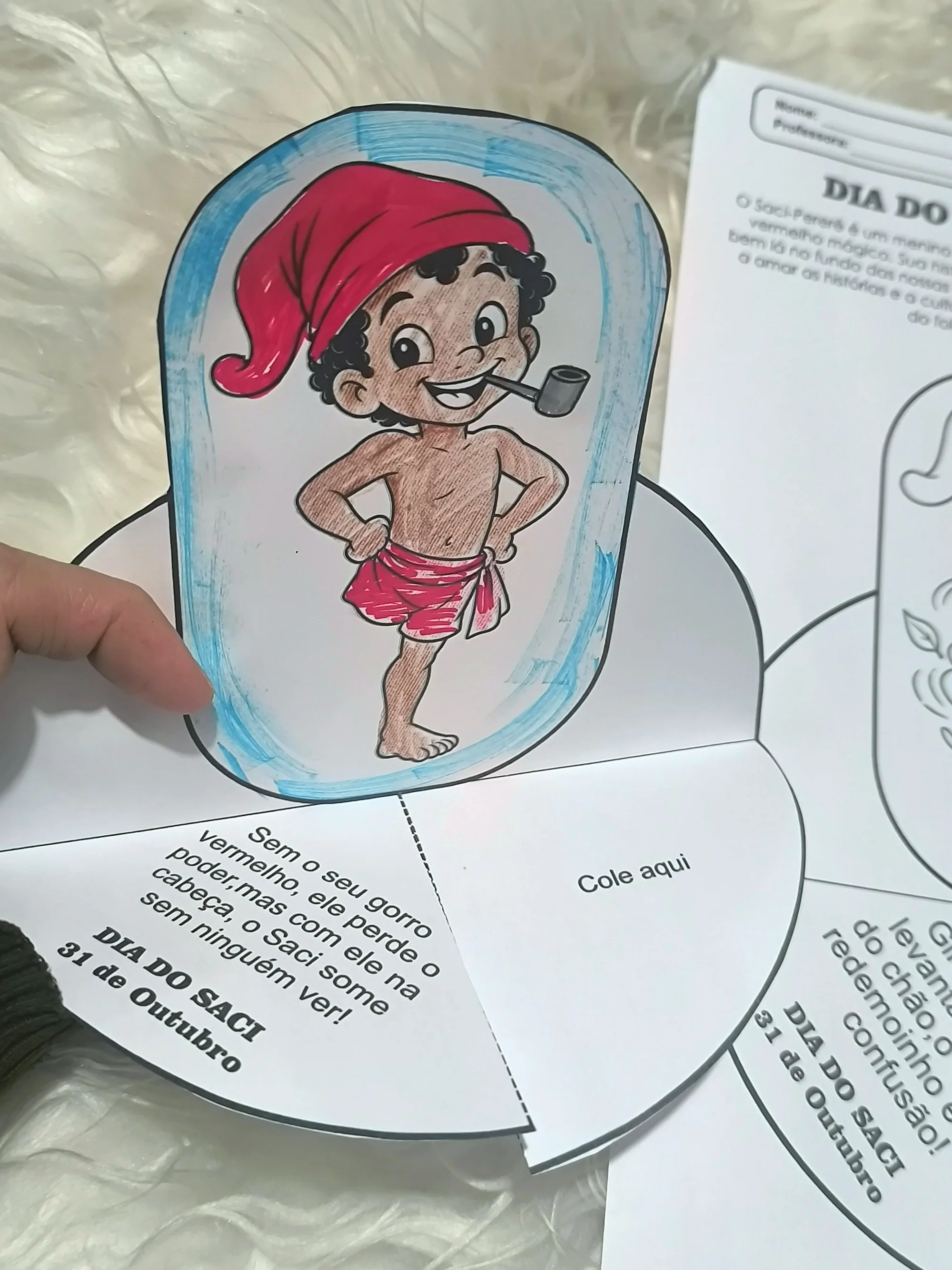Atividade Dia do Saci 31 de Outubro: Saci Pererê 3D para Imprimir — amostra 6: Atividade Dia do Saci com Saci Pererê 3D…