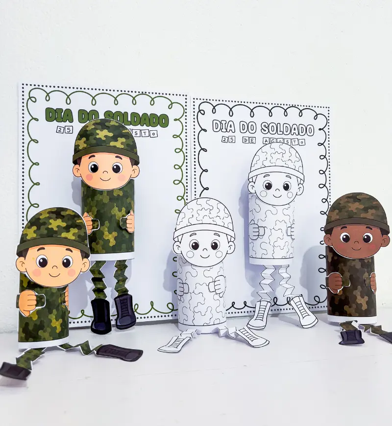 Atividade Dia do Soldado: Soldadinho para Colorir e Montar — amostra 1: Atividade Dia do Soldado para pintar, recortar e…