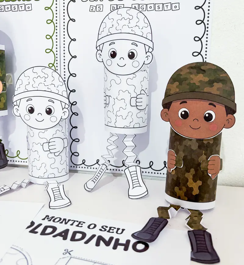 Atividade Dia do Soldado: Soldadinho para Colorir e Montar — amostra 3: Como usar em sala de aula