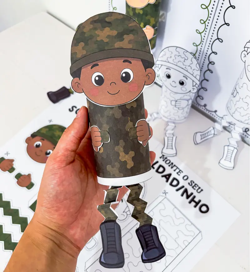 Atividade Dia do Soldado: Soldadinho para Colorir e Montar — amostra 5: Celebre o Dia do Soldado com um PDF para imprimir…