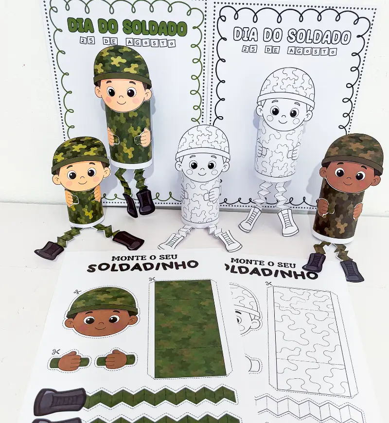 Atividade Dia do Soldado: Soldadinho para Colorir e Montar — Datas comemorativas para Educação Infantil: Celebre o Dia do…