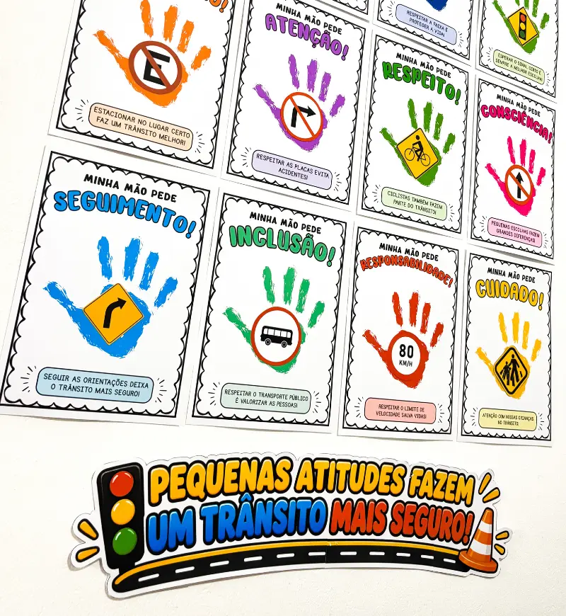 Atividade Dia do Trânsito com Carimbo de Mãos em PDF — amostra 3: Como usar em sala de aula