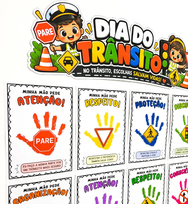 Atividade Dia do Trânsito com Carimbo de Mãos em PDF — capa do material