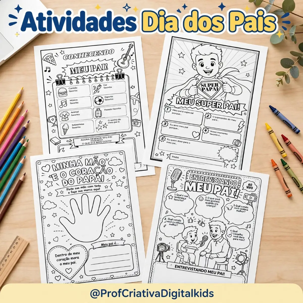 Atividade Dia dos Pais - Séries Iniciais Ensino Fundamental — Atividades para 1º ano: Criei 4 atividades afetivas e…