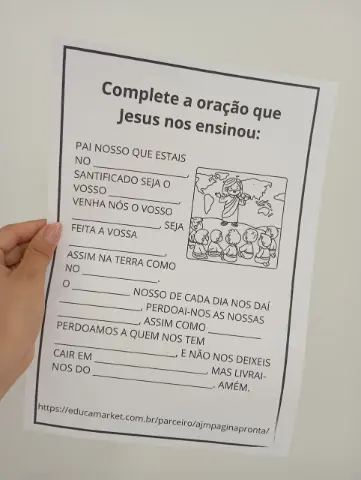 Atividade do Pai Nosso para imprimir – Complete a oração — capa do material