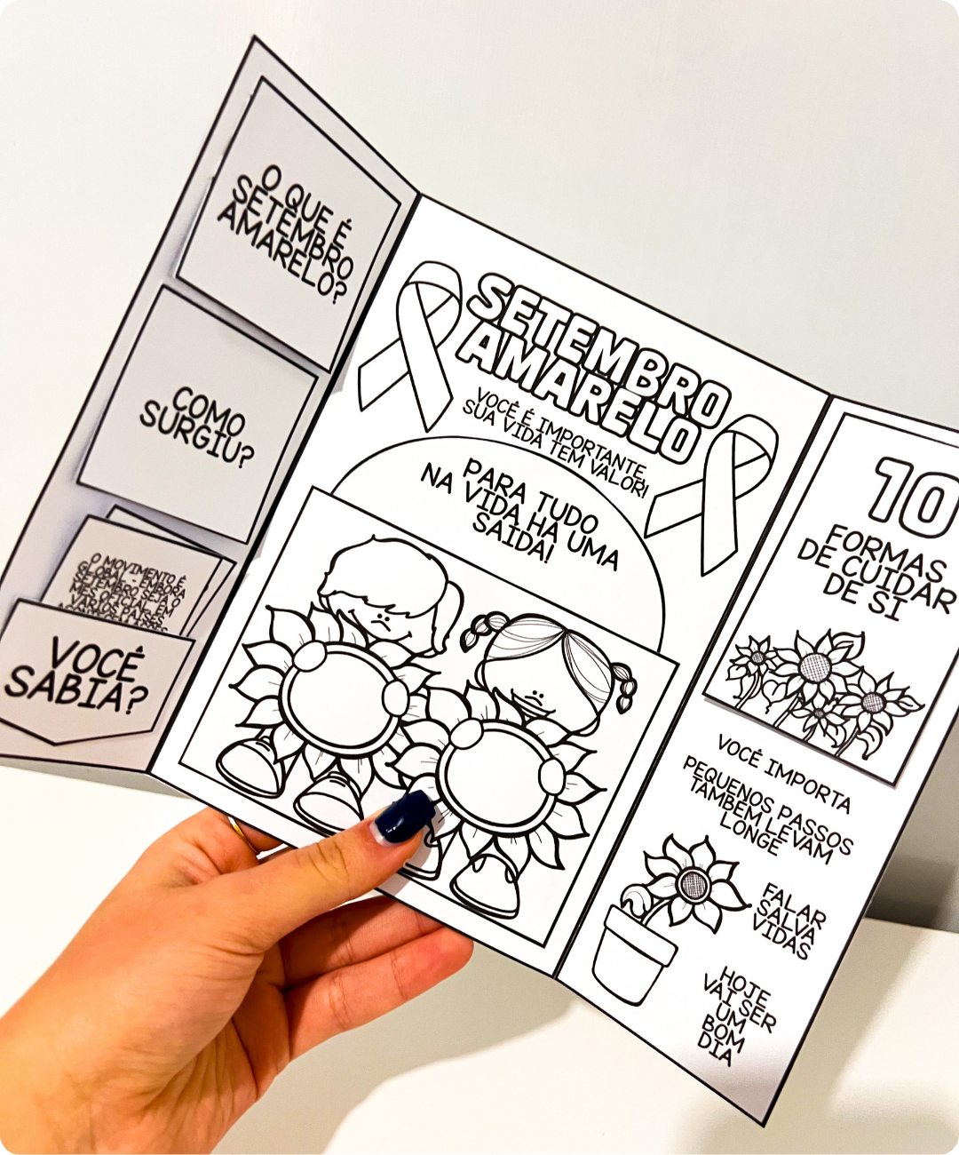 Atividade dobrável de Setembro Amarelo para imprimir — amostra 5: Leve o Setembro Amarelo para a sala com um lapbook em PDF