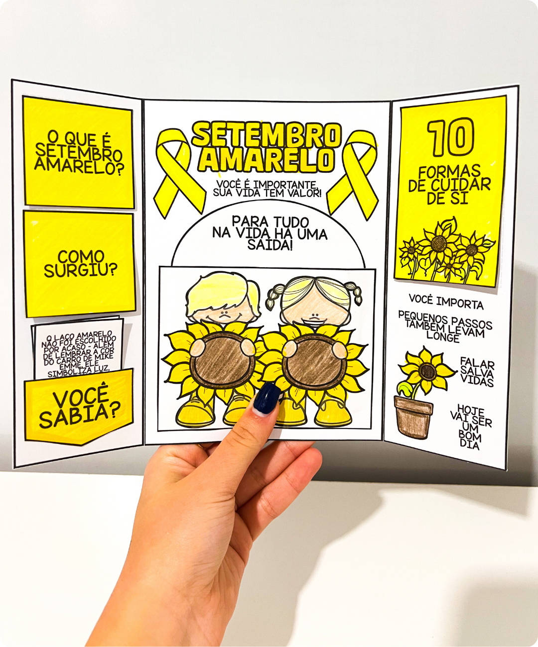 Atividade dobrável de Setembro Amarelo para imprimir — amostra 6: Leve o Setembro Amarelo para a sala com um lapbook em PDF