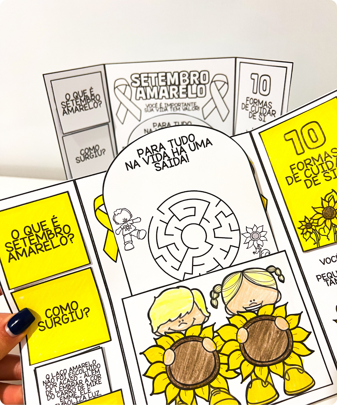 Atividade dobrável de Setembro Amarelo para imprimir — amostra 7: Leve o Setembro Amarelo para a sala com um lapbook em PDF