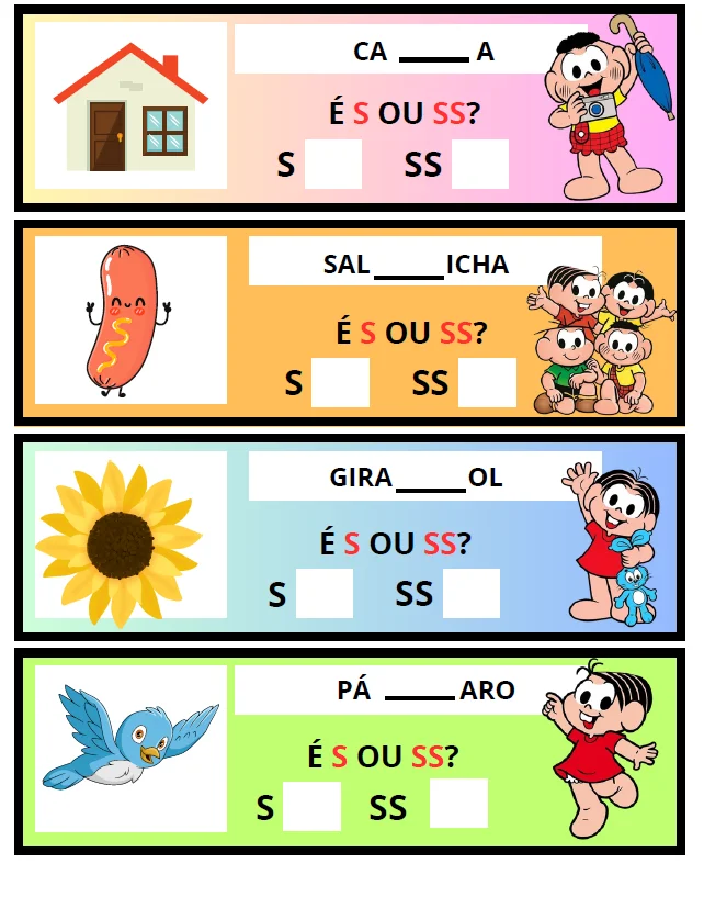ATIVIDADE: ESCREVE COM "S" OU "SS" - ALFABETIZAÇÃO ORTOGRAFIA — amostra 1: Com o material “Escreve com S ou SS