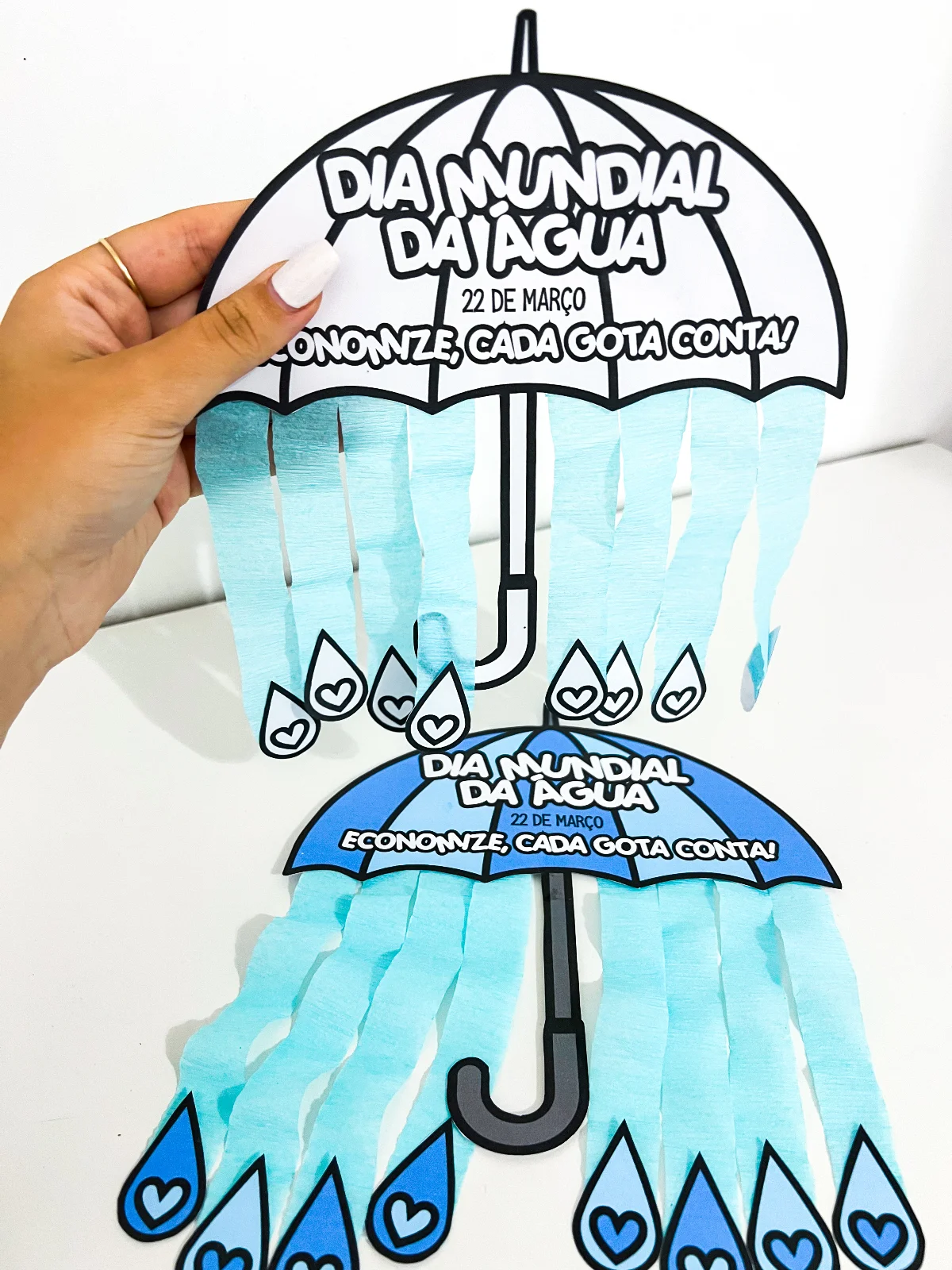 Atividade guarda chuva Dia da Água educação infantil atividade para colorir e montar PDF para imprimir — amostra 1:…