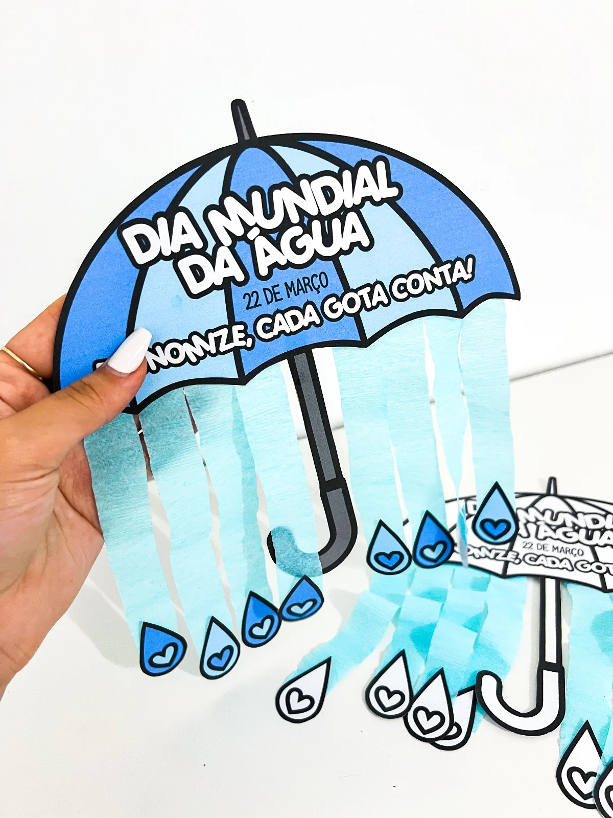 Atividade guarda chuva Dia da Água educação infantil atividade para colorir e montar PDF para imprimir — amostra 4:…