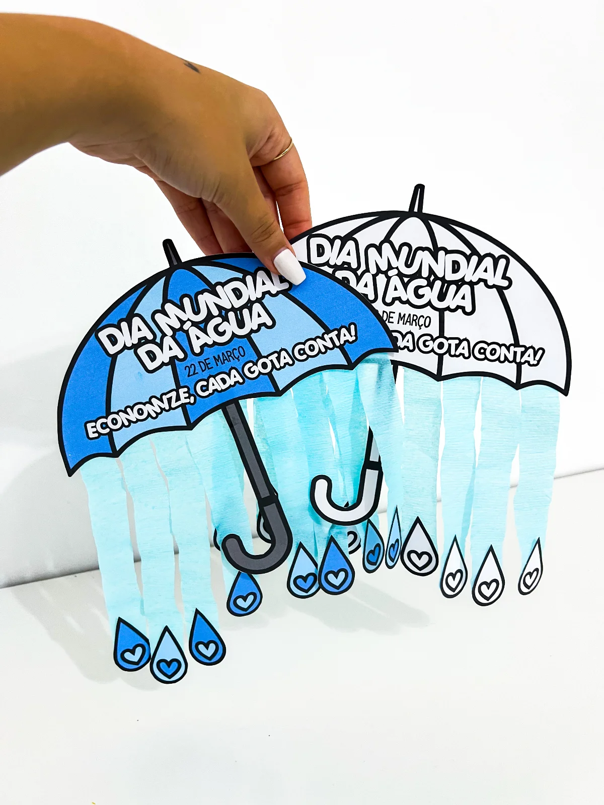 Atividade guarda chuva Dia da Água educação infantil atividade para colorir e montar PDF para imprimir — Datas…