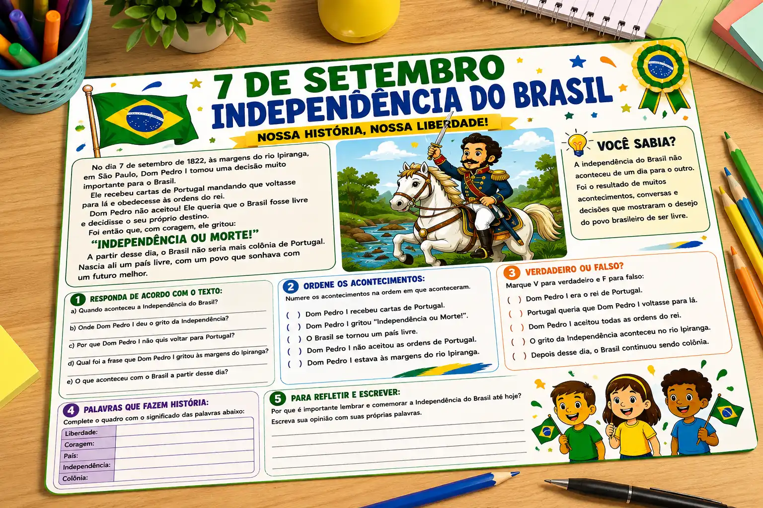 🇧🇷✨ ATIVIDADE – INDEPENDÊNCIA DO BRASIL | 7 DE SETEMBRO 🇧🇷 — amostra 3: 🇧🇷✨ ATIVIDADE – INDEPENDÊNCIA DO BRASIL | 7…