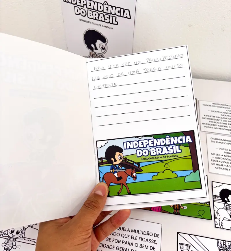 Atividade Independência do Brasil: livrinho para alfabetização — amostra 3: Como usar em sala de aula