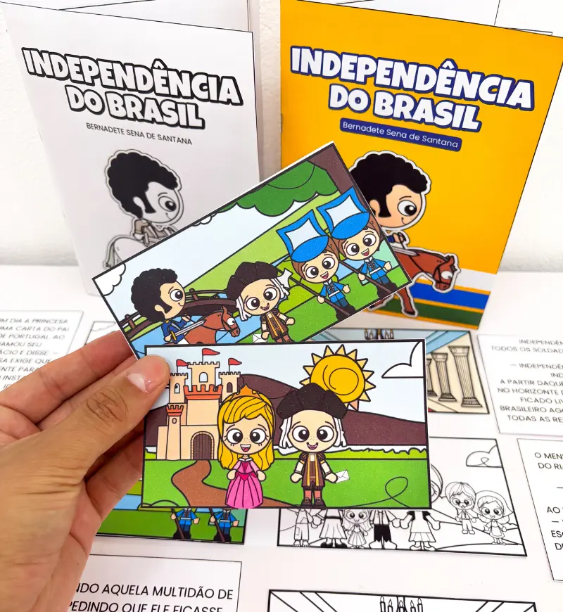 Atividade Independência do Brasil: livrinho para alfabetização — amostra 5: Trabalhe leitura, escrita e sequência de…