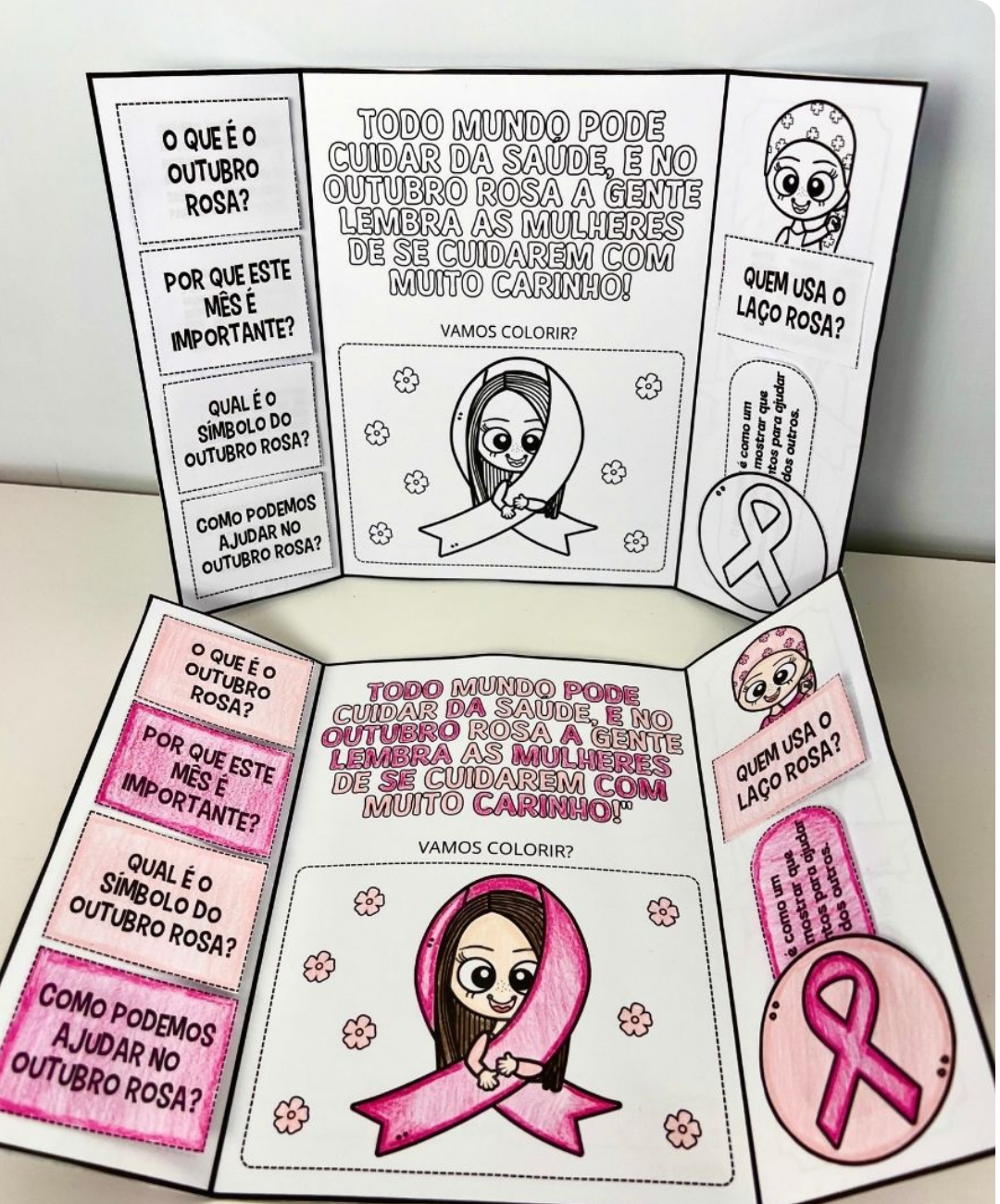 Atividade interativa de Outubro Rosa para imprimir — amostra 1: Uma atividade para conversar sobre Outubro Rosa