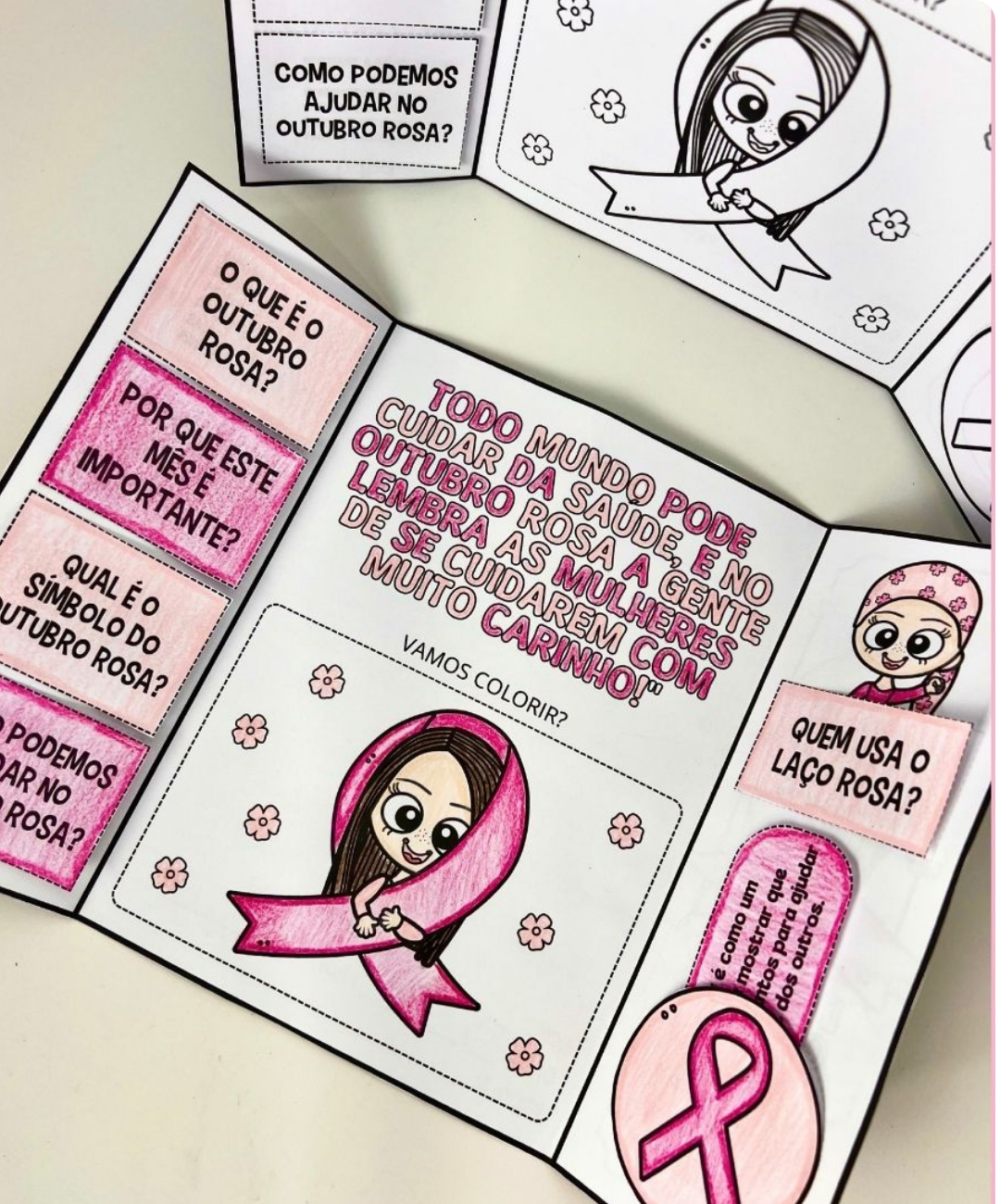 Atividade interativa de Outubro Rosa para imprimir — amostra 2: Como aplicar a proposta em sala