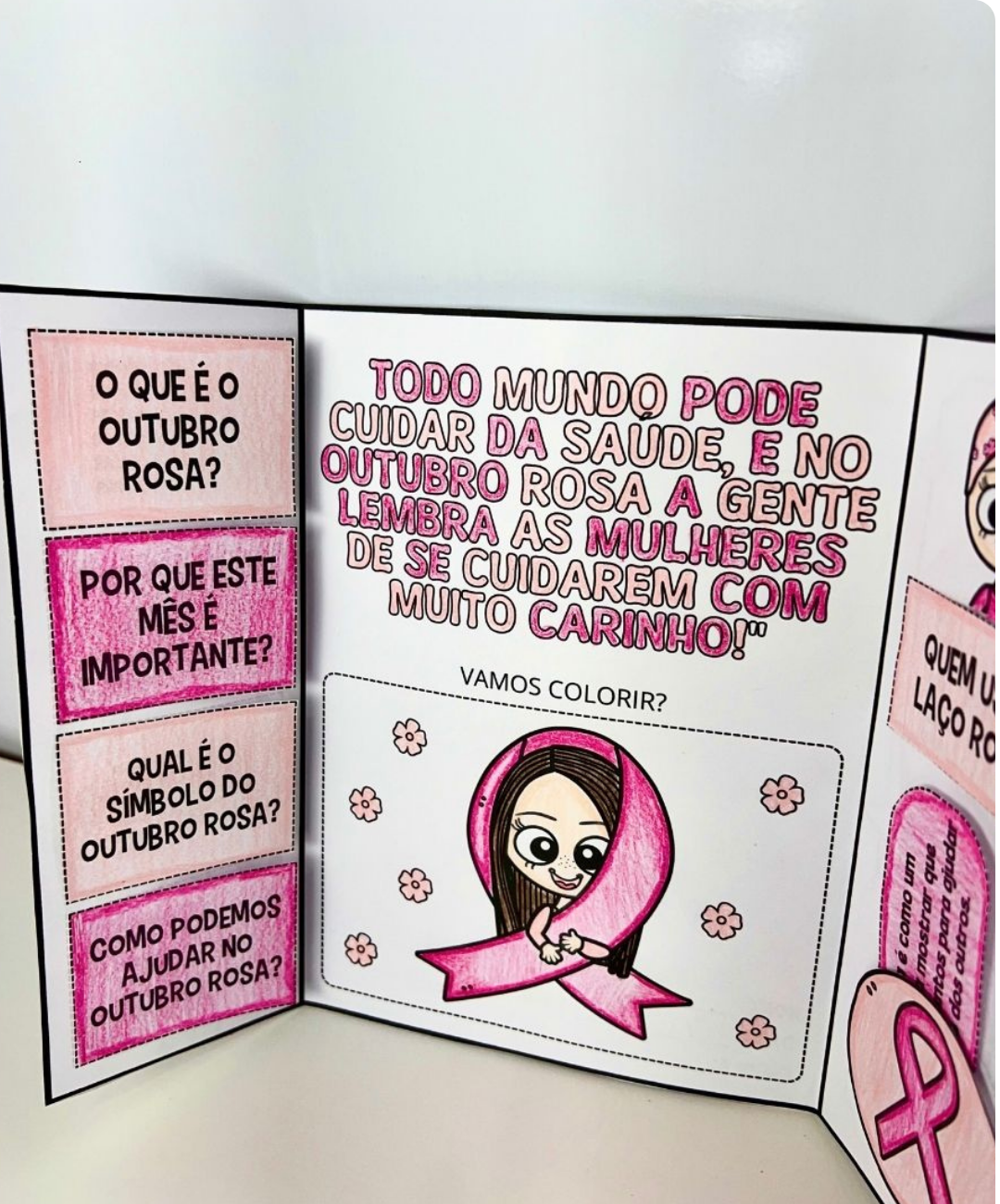 Atividade interativa de Outubro Rosa para imprimir — amostra 6: Leve o Outubro Rosa para a sala com um lapbook em PDF para…