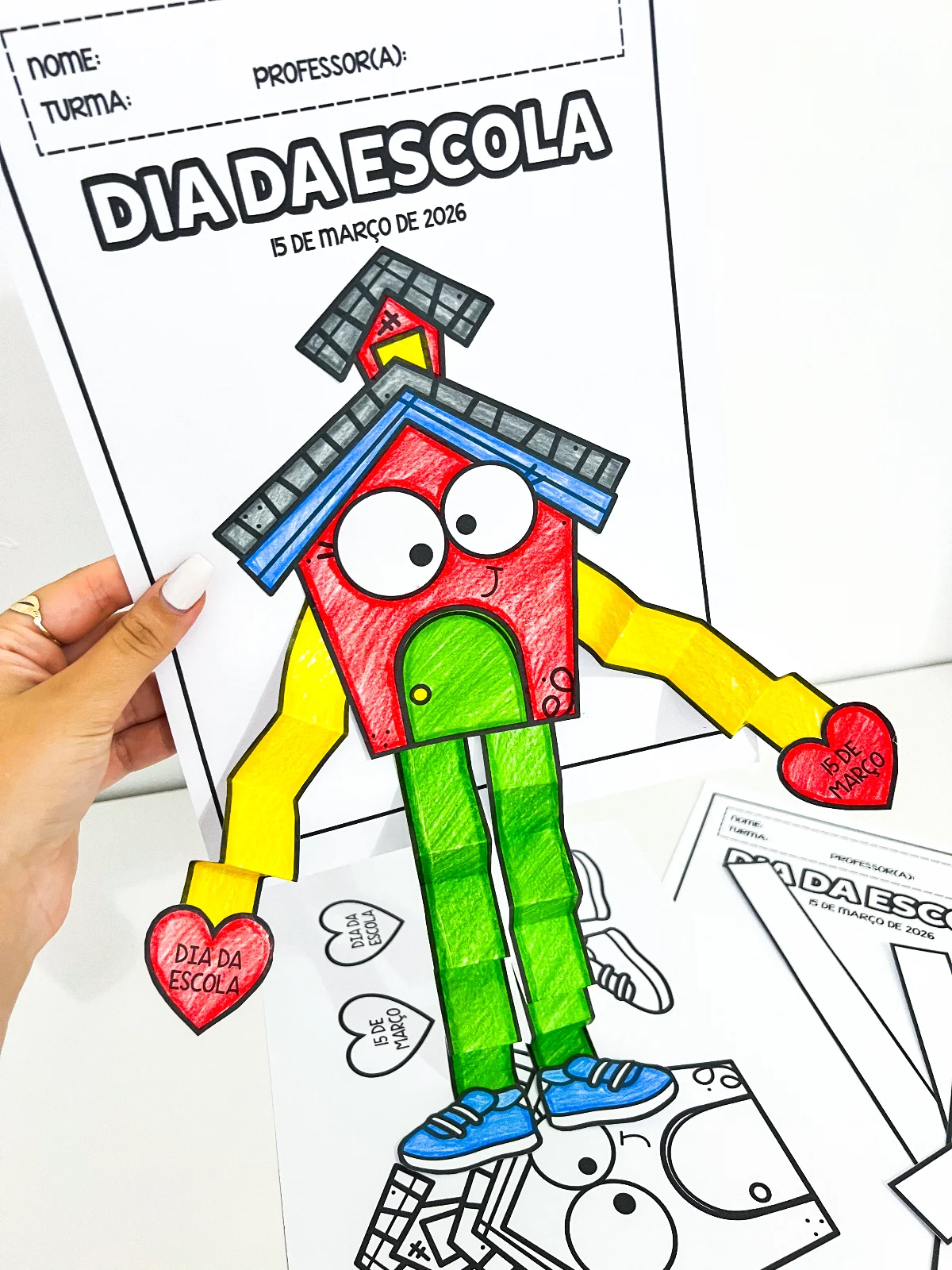 Atividade Interativa Escola Articulada | Dia da Escola para Colorir e Montar PDF — amostra 1: A Atividade Interativa Escola…