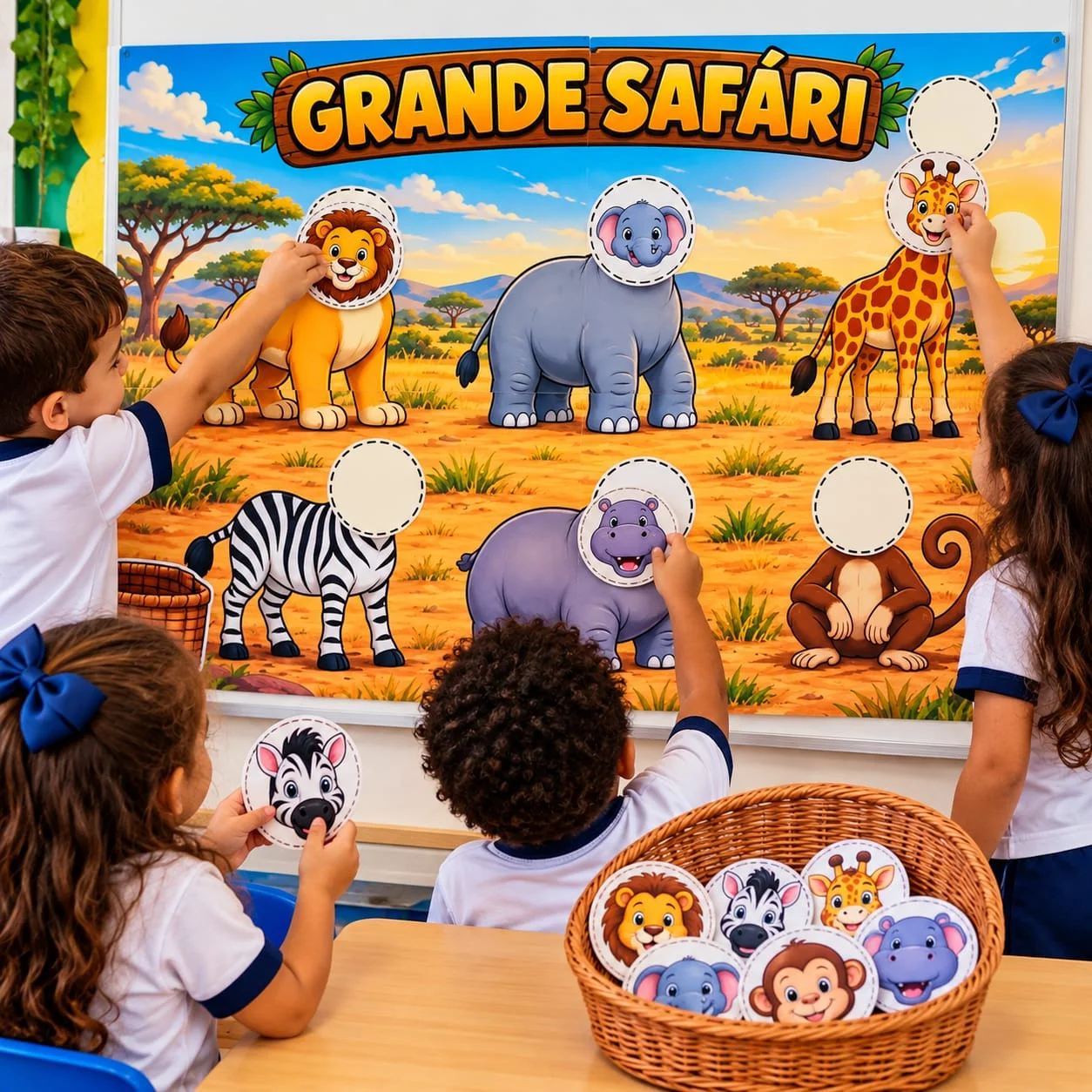 Atividade Interativa Grande Safári – Atividade Interativa com Animais — amostra 3: ✅ Cenário de safári para montar :…