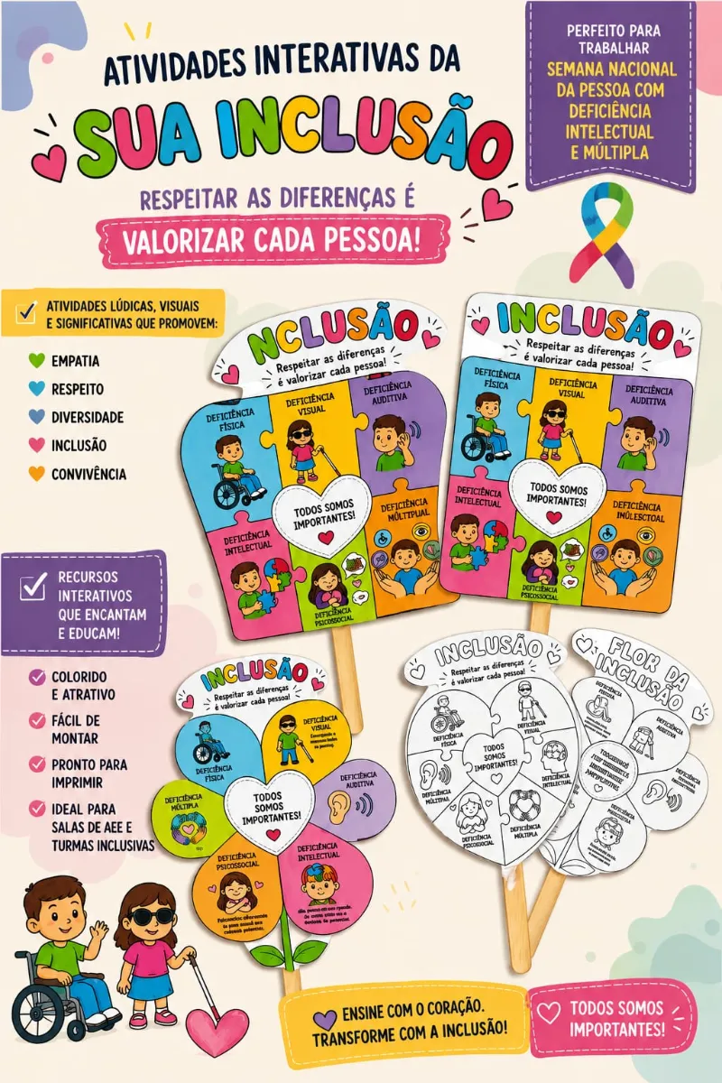 Atividade Interativa para colorir - Inclusão — amostra 1: Trabalhe a inclusão de forma lúdica e significativa com este…