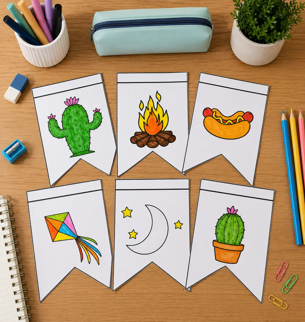 Atividade Junina para Colorir Educação Infantil — amostra 2: Deixe a sua Festa Junina ainda mais divertida e criativa com…