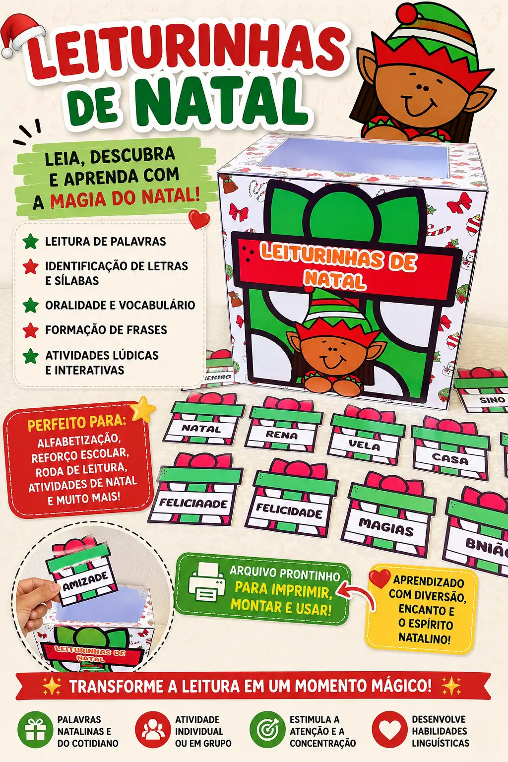 ATIVIDADE LEITURINHAS DE NATAL - ALFABETIZAÇÃO INICIAL — capa do material