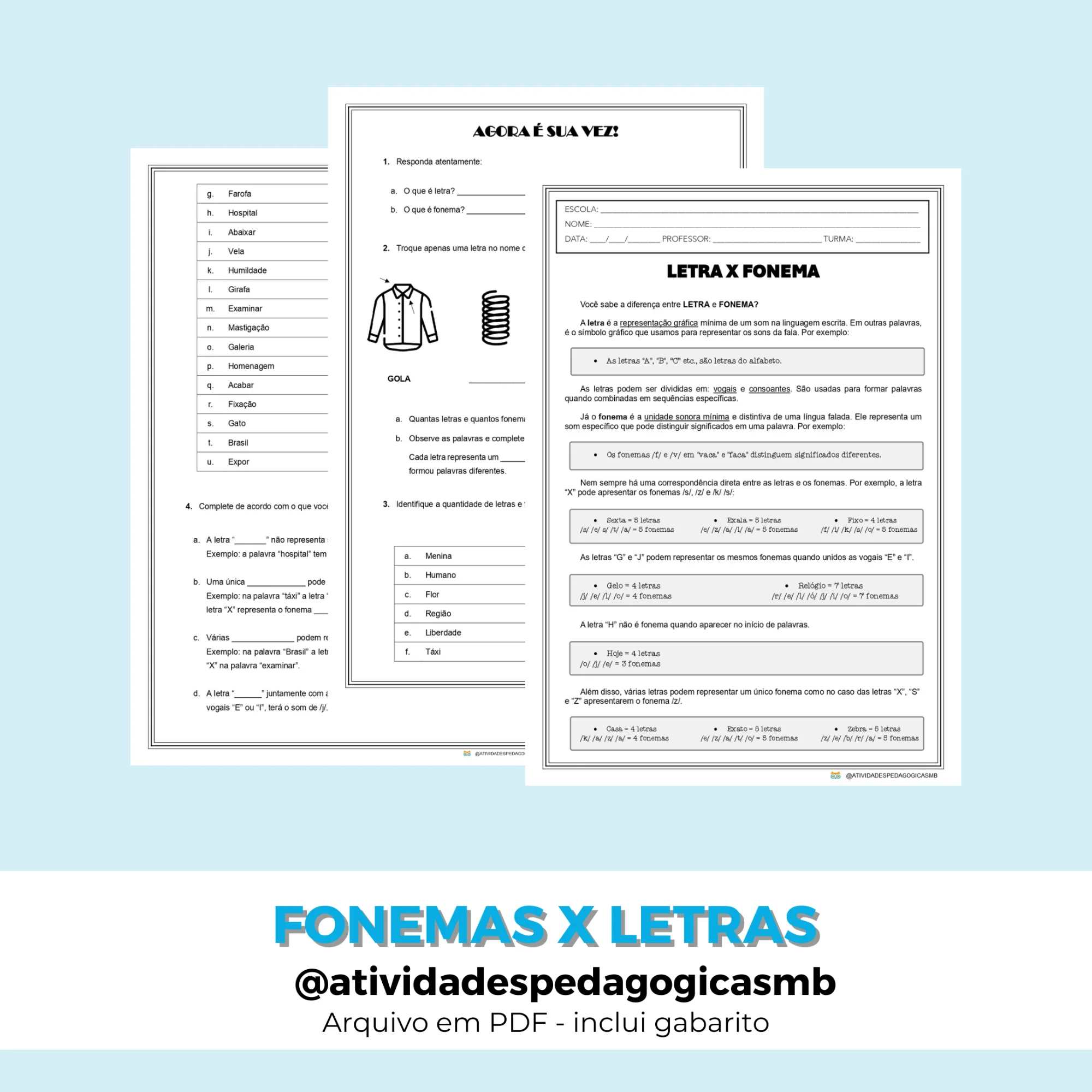 Atividade Letra X Fonema - FONOLOGIA (PDF) — capa do material