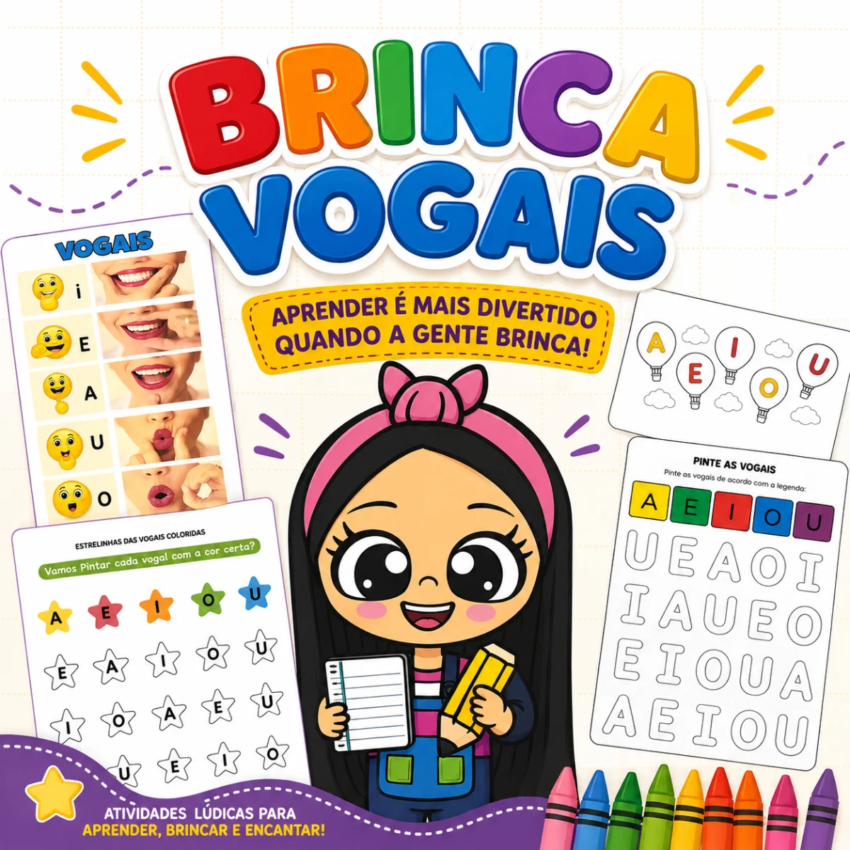 ATIVIDADE LÚDICA BRINCA VOGAIS - EDUCAÇÃO INFANTIL E FUNDAMENTAL — Alfabetização para Educação Infantil: O Brinca Vogais –…