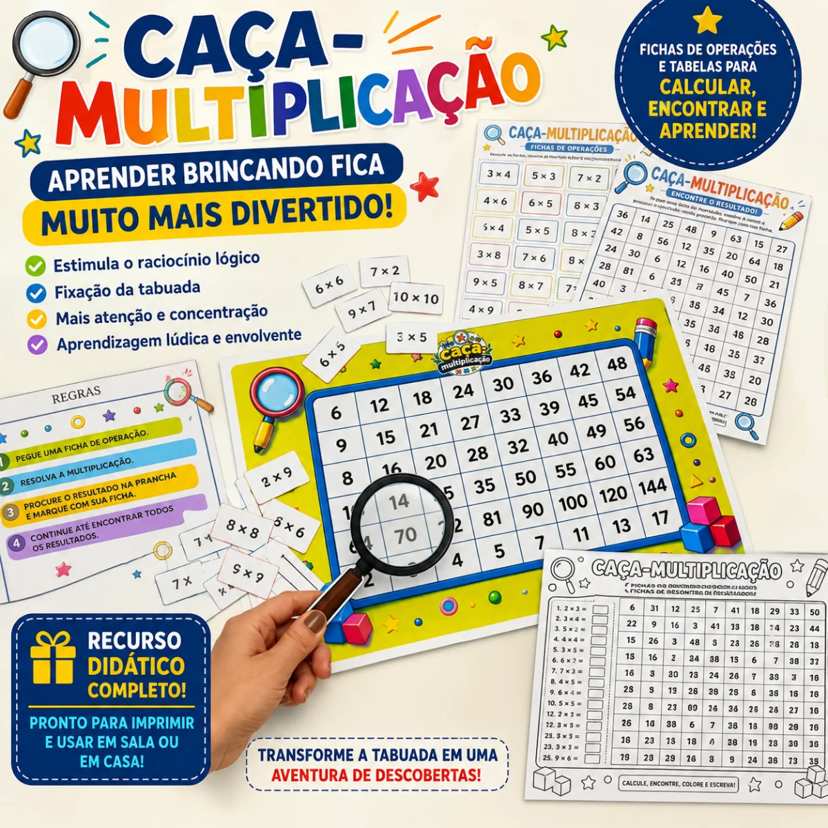 ATIVIDADE LÚDICA CAÇA MULTIPLICAÇÃO - ENSINO FUNDAMENTAL — capa do material