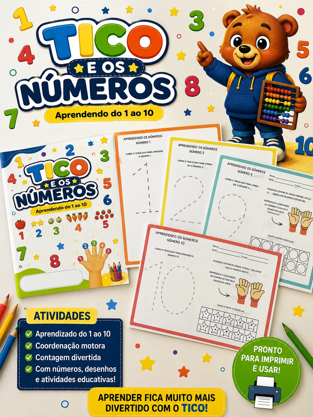 ATIVIDADE LÚDICA DE MATEMÁTICA - TICO E OS NÚMEROS APRENDENDO A CONTAR — capa do material