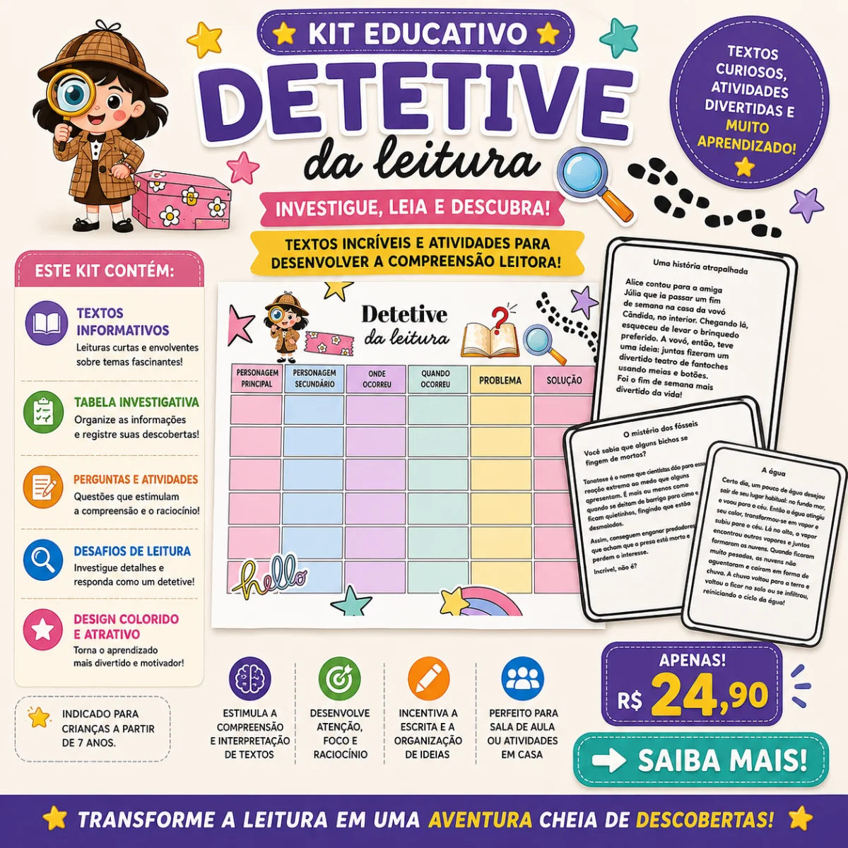 ATIVIDADE LÚDICA DETETIVE DA LEITURA: ENSINO FUNDAMENTAL — capa do material