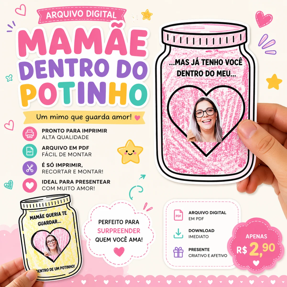 Atividade mamãe dentro do potinho — Datas comemorativas para Todas as séries: Um mimo super fofo e cheio de amor para…