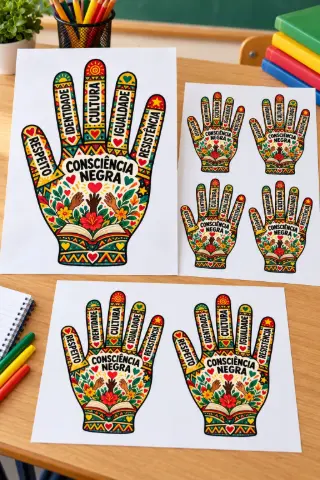 Atividade Mãozinhas da Consciência Negra 1º Ao 5º Ano Em PDF — amostra 3: ❤️💛💚 Valorize a identidade, celebre a cultura e…