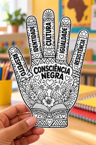 Atividade Mãozinhas da Consciência Negra 1º Ao 5º Ano Em PDF — amostra 6: Mãozinhas da Consciência Negra: PDF com 8…