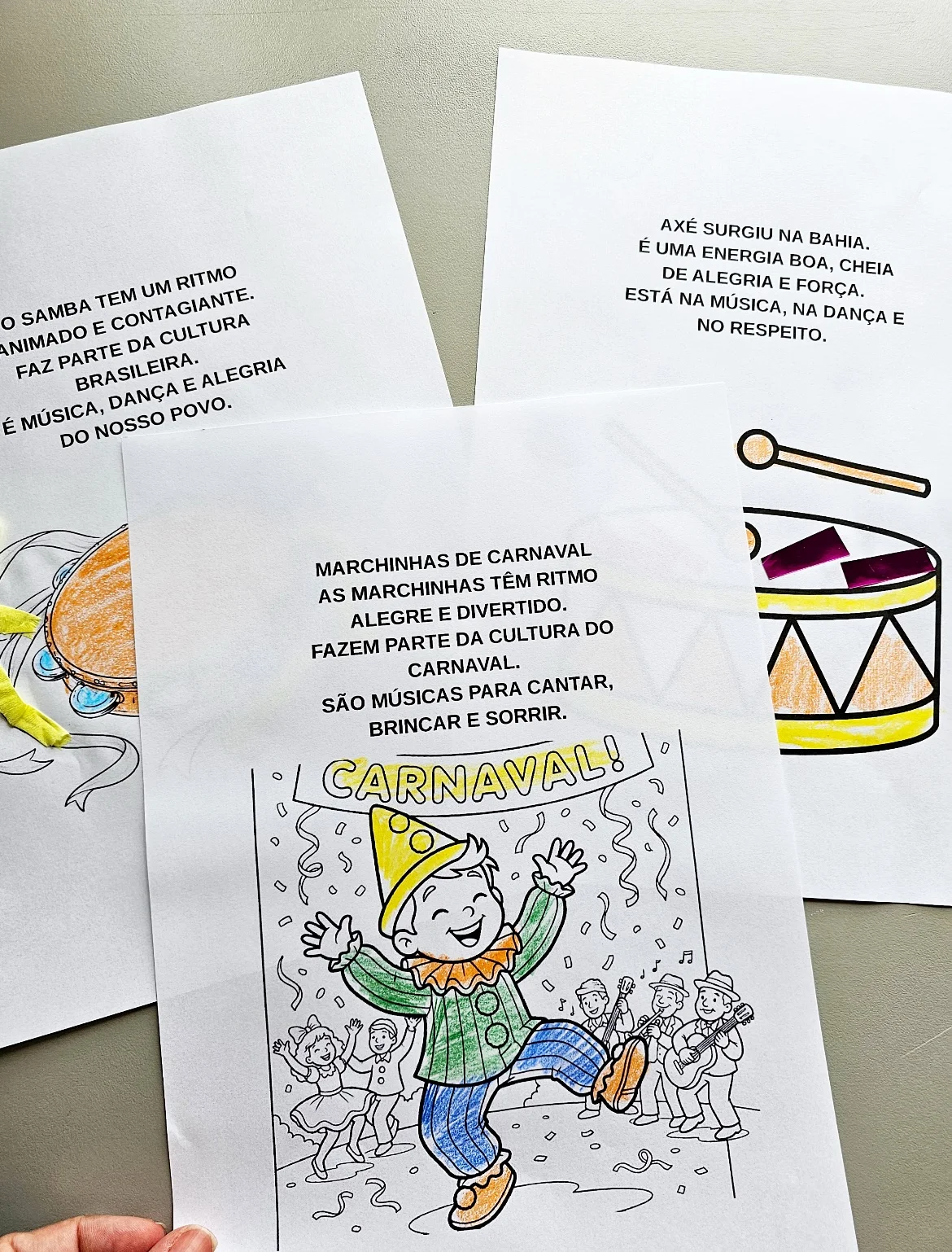 Atividade Marchinhas de carnaval — Atividades para Todas as séries: Atividades Marchinhas de carnaval São 3 folhas de…