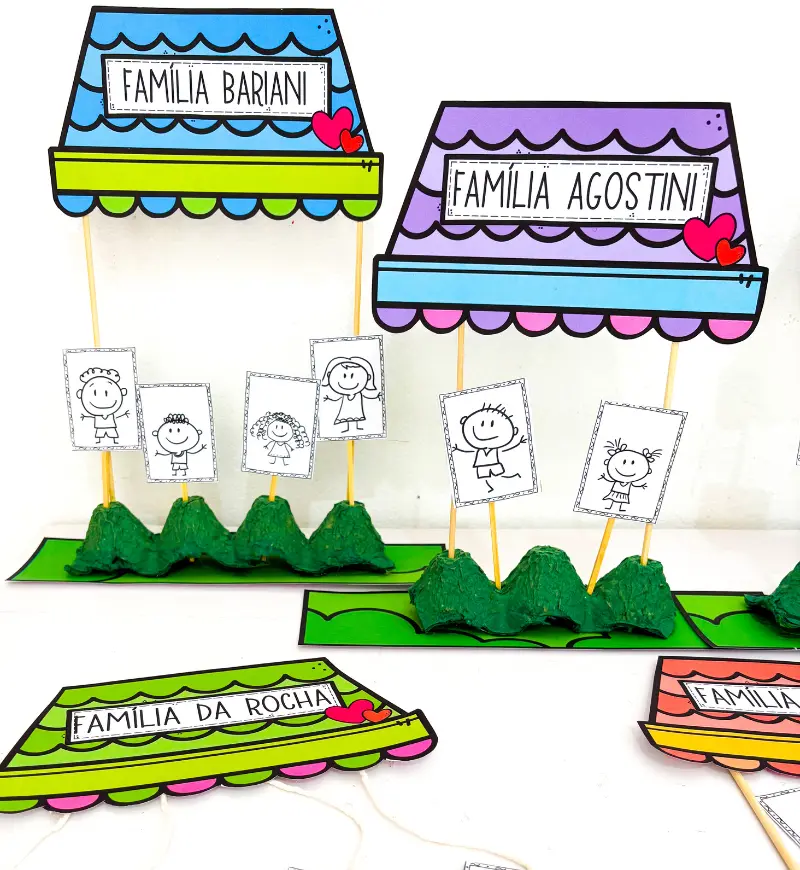 Atividade Minha Família: Casinhas em PDF para Educação Infantil — amostra 1: Atividade Minha Família: identidade e vínculos…
