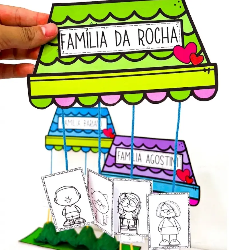 Atividade Minha Família: Casinhas em PDF para Educação Infantil — amostra 5: Aproxime escola e família com casinhas que…