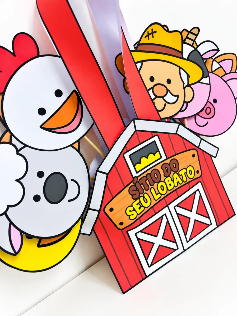 Atividade Musical Sítio do Seu Lobato com Palitoches — amostra 2: Sacola musical do Sítio do Seu Lobato com 8 palitoches de…