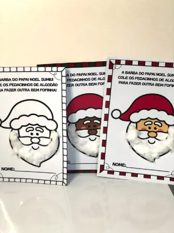 Atividade Natalina Barba do Papai Noel com Algodão para Crianças — amostra 2: Atividade Natalina Barba do Papai Noel com…