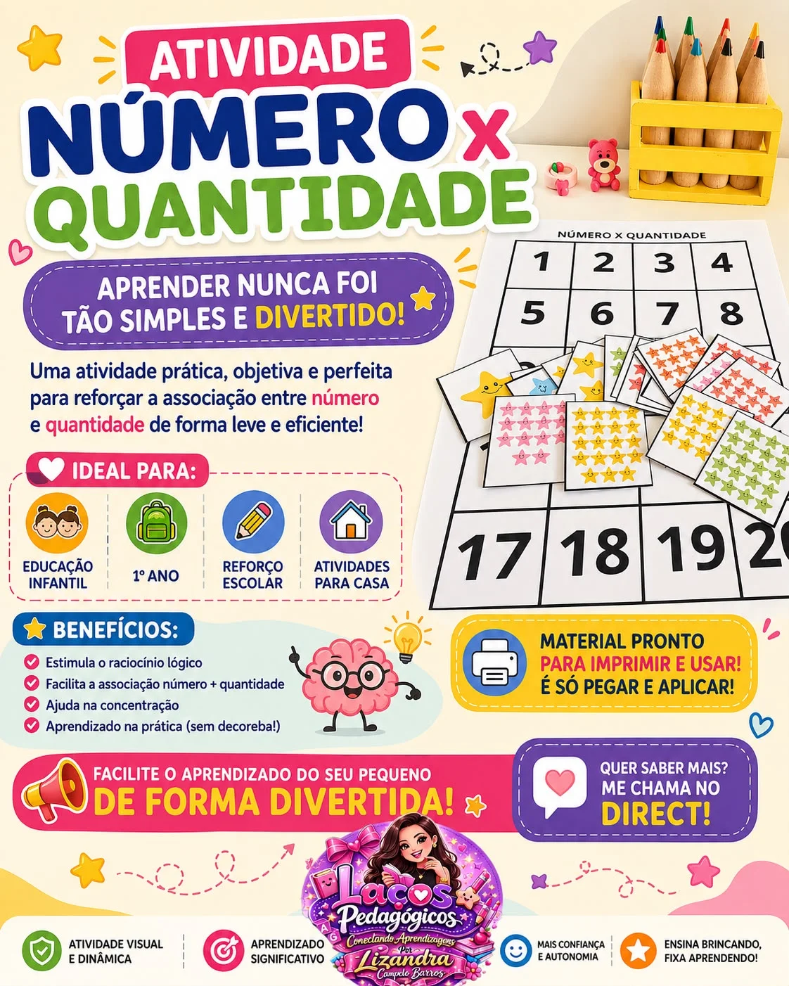Atividade Número e Quantidade de 1 a 10 Matemática — Alfabetização para Educação Infantil: Ensine a relação entre números e…