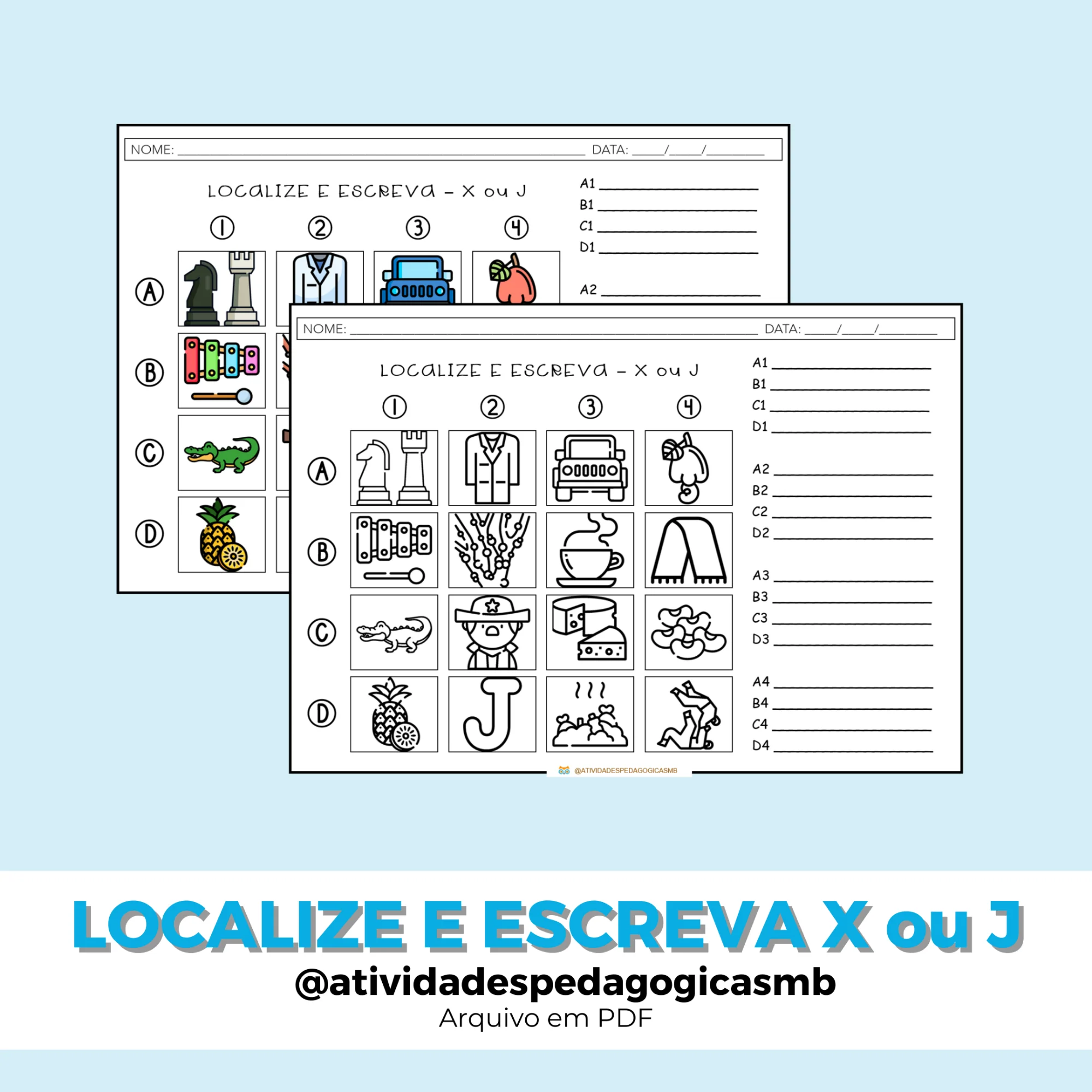 Atividade Ortográfica X ou J – 4º e 5º Ano — Português para 5º ano: Atividade de ortografia X ou J com fichas para…