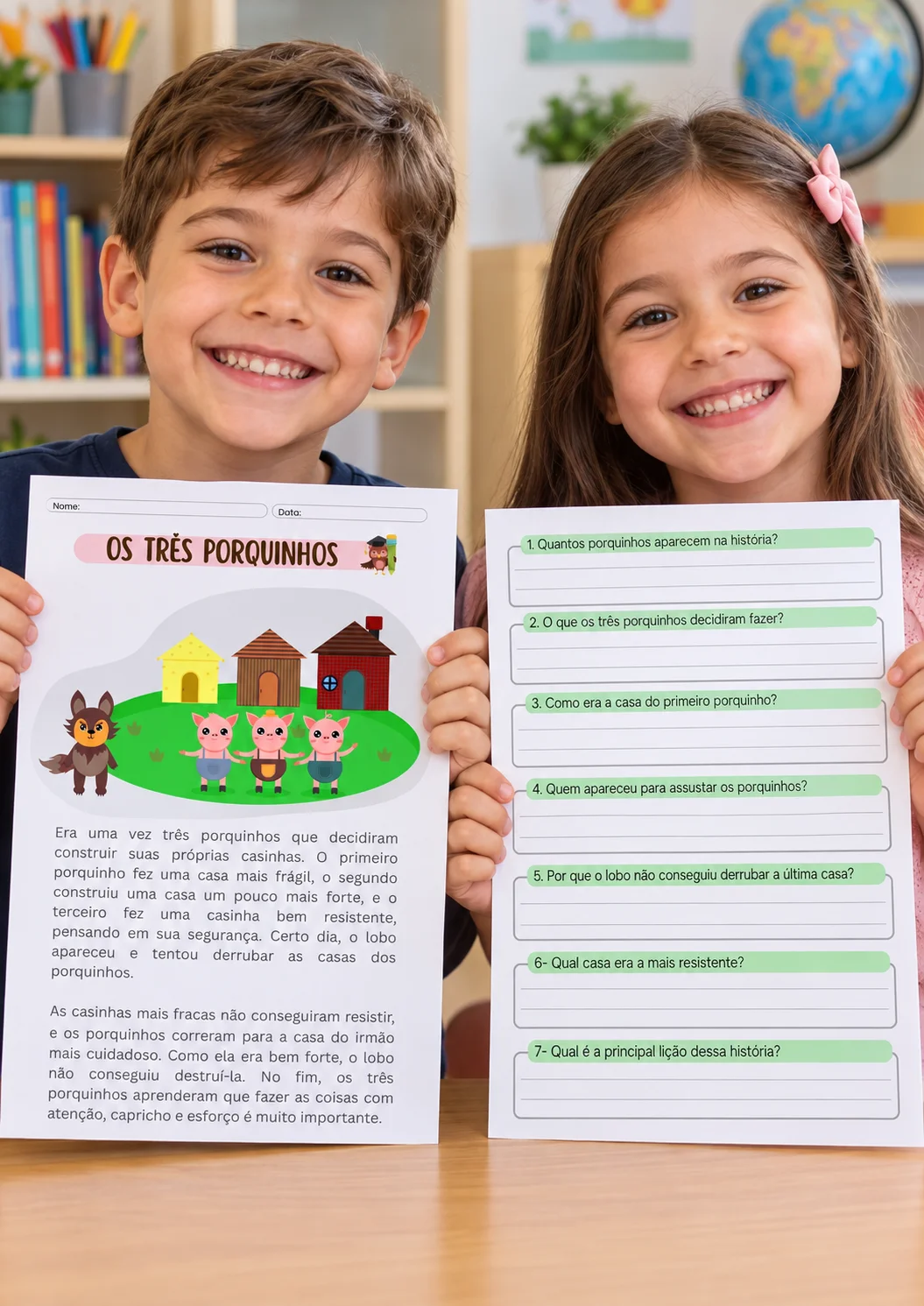 Atividade Os Três Porquinhos – Interpretação de Texto com Perguntas — capa do material