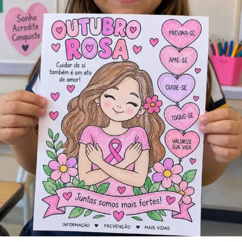 Atividade Outubro Rosa Educação Infantil | PDF para Colorir — amostra 1: Atividade Outubro Rosa para Colorir – PDF para…