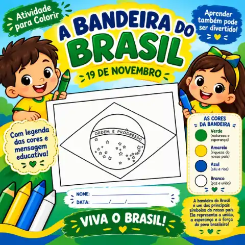 Atividade para Colorir a Bandeira do Brasil| PDF A4 — capa do material