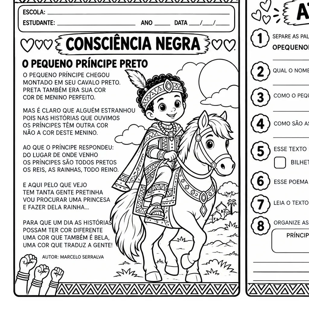ATIVIDADE PEDAGÓGICA - CONCIÊNCIA NEGRA - PEQUENO PRÍNCIPE PRETO — amostra 4: Poema "O Pequeno Príncipe Preto" , de Marcelo…