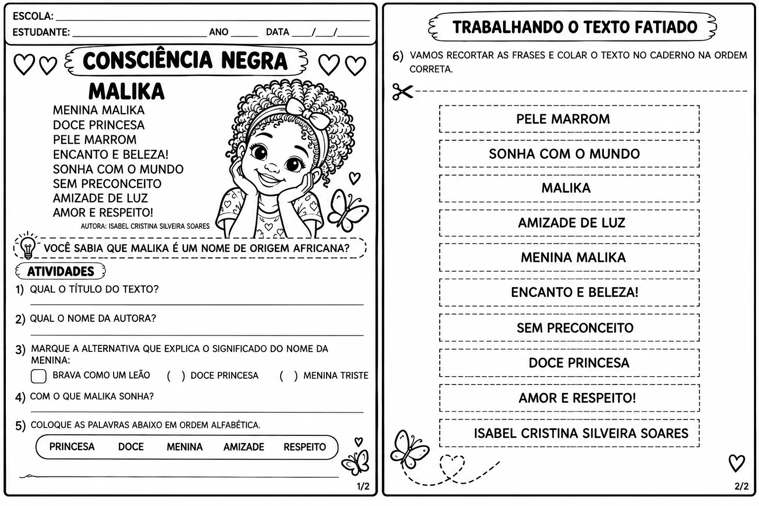 ATIVIDADE PEDAGÓGICA - CONSCIÊNCIA NEGRA - MALIKA — amostra 4: Recurso didático na temática da Consciência Negra