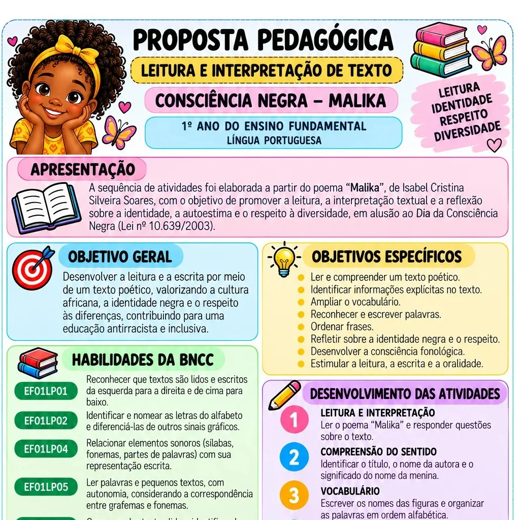 ATIVIDADE PEDAGÓGICA - CONSCIÊNCIA NEGRA - MALIKA — amostra 7: Recurso didático na temática da Consciência Negra