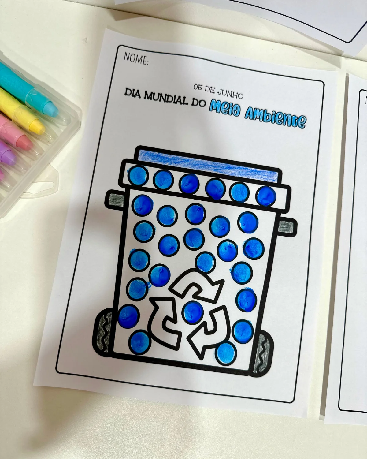 Atividade Pintura Sensorial Meio Ambiente — amostra 5: Recurso pedagógico desenvolvido para celebrar o Dia Mundial do Meio…